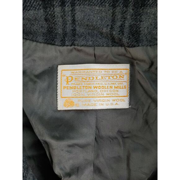 Womans Vintage Pendleton 100% Virgin Wool Blazer Jacket Gray & Black Plaid - Picture 8 of 11